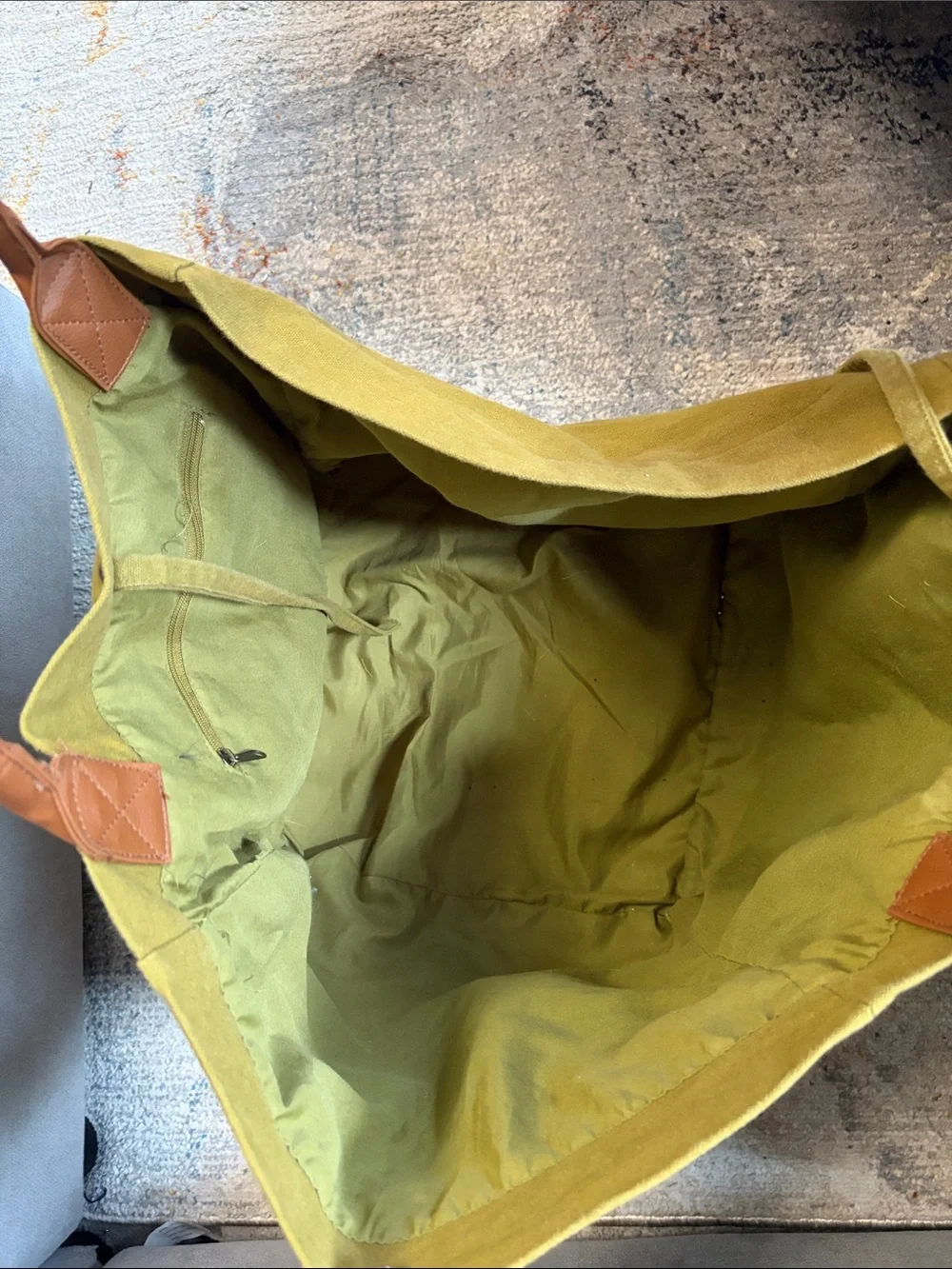 Rip Curl Olive Canvas Tote with Brown Handles